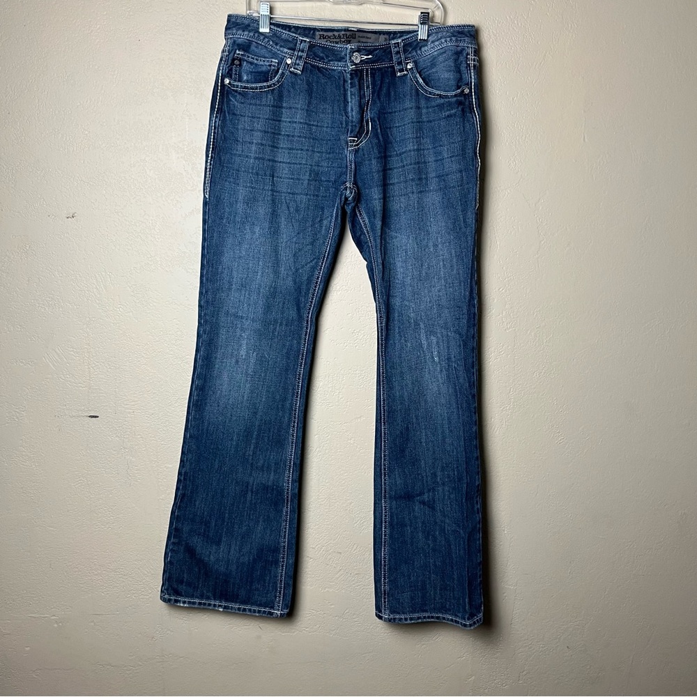 rock & roll cowboy denim jeans mens cotton relaxed bootcut Size 36X36
